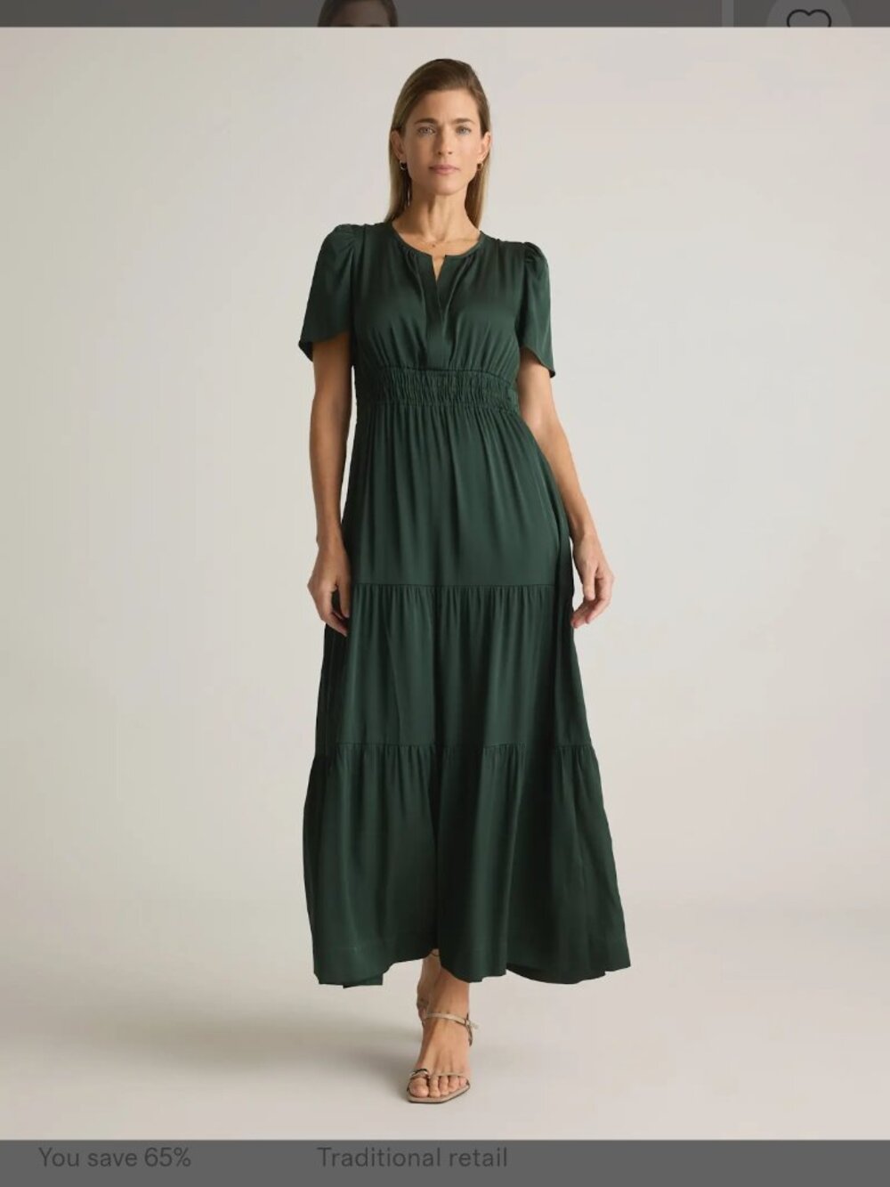 Quince Washable Stretch Silk Tiered Maxi Dress